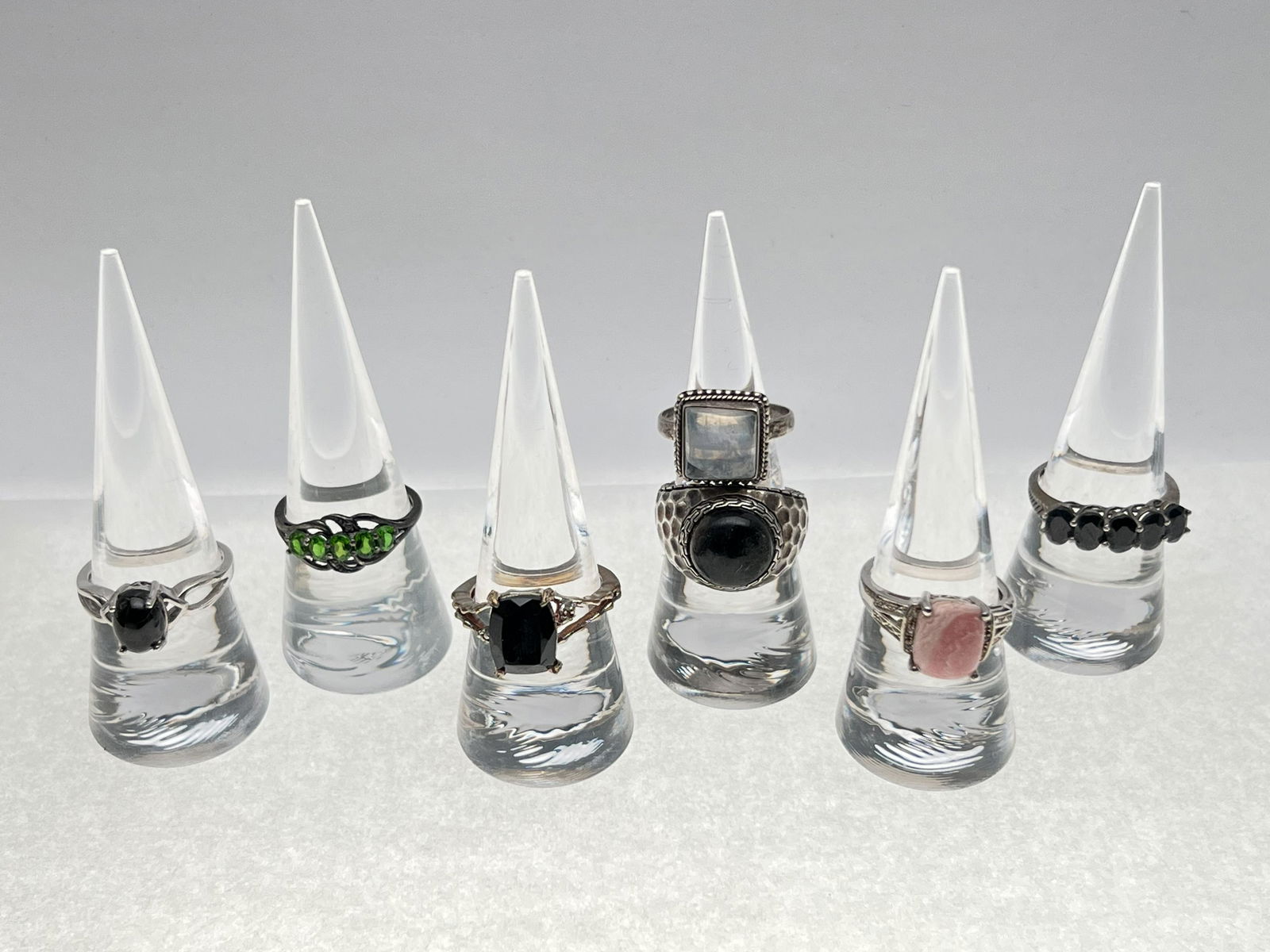 (7)Sterling Silver Rings, Sz 7-8, Moonstone + More (1 of 5)