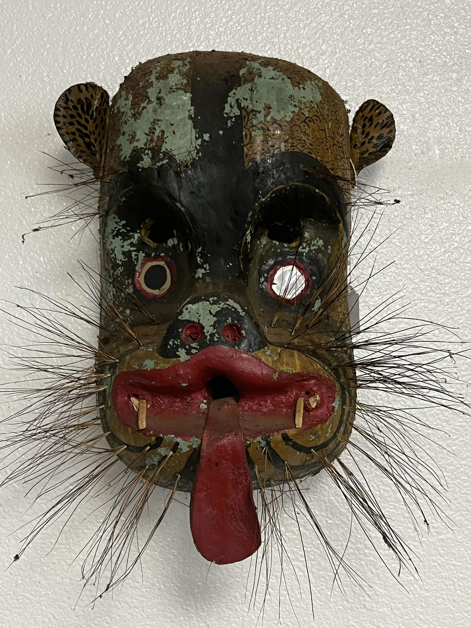 Vtg Handpainted Mexican Guerrero Folk Art Mask - 11'' x 6.5'' x 1.75'' (1 of 3)