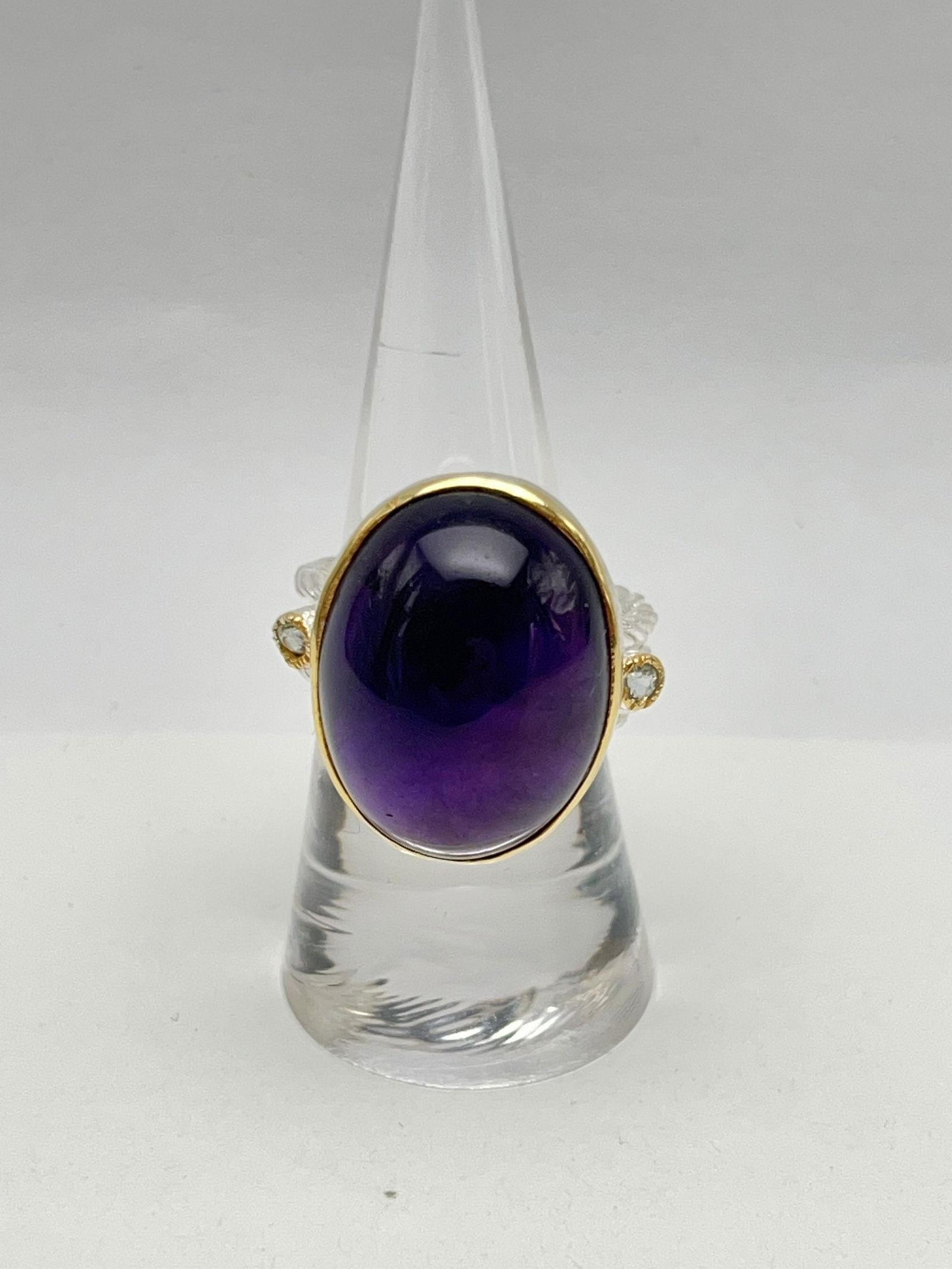 Amethyst Topaz Sterling w/ 14K Accent Ring - Est. 30ct Amethyst Unisex Ring, Sz 10 (1 of 3)