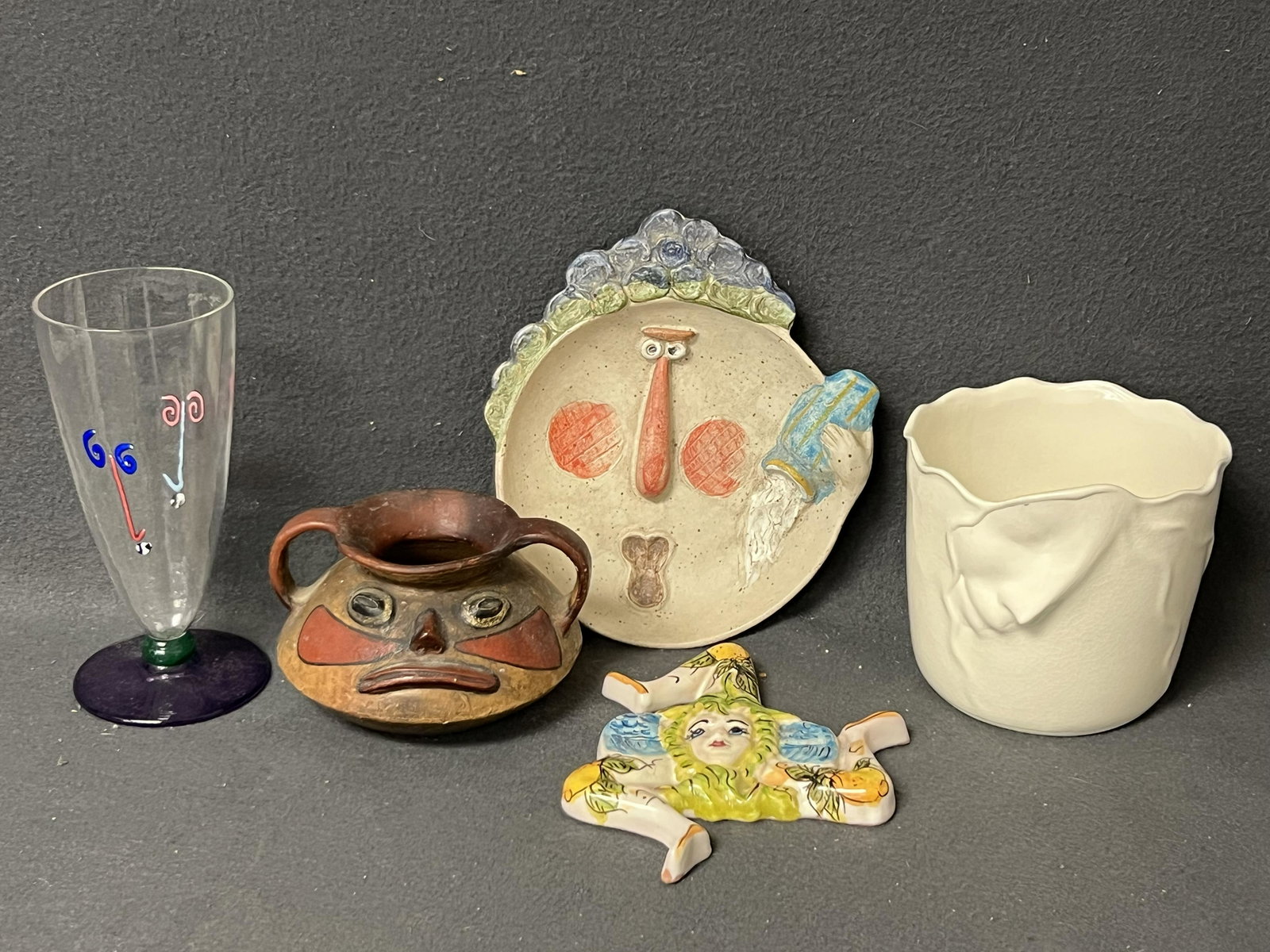 Fairline Studios Cup,Italy Pottery,More - Relief Italian Face Pottery Plate, Fairline Glass (1 of 10)