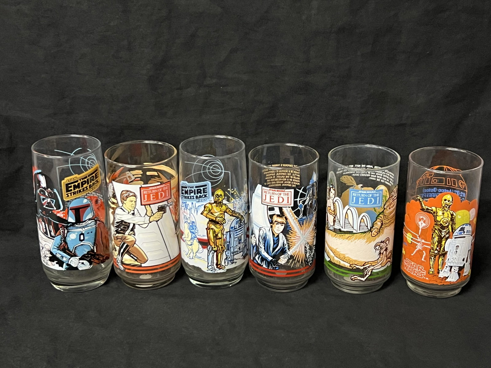 (6)1977-1983 Star Wars Burger King Glasses - 5.75'' Tall: (6)1977-1983 Star Wars Burger King Glasses - 5.75'' Tall