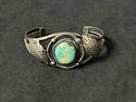 Vtg American Indian Sterling Turquoise Bracelet - 1950s Era