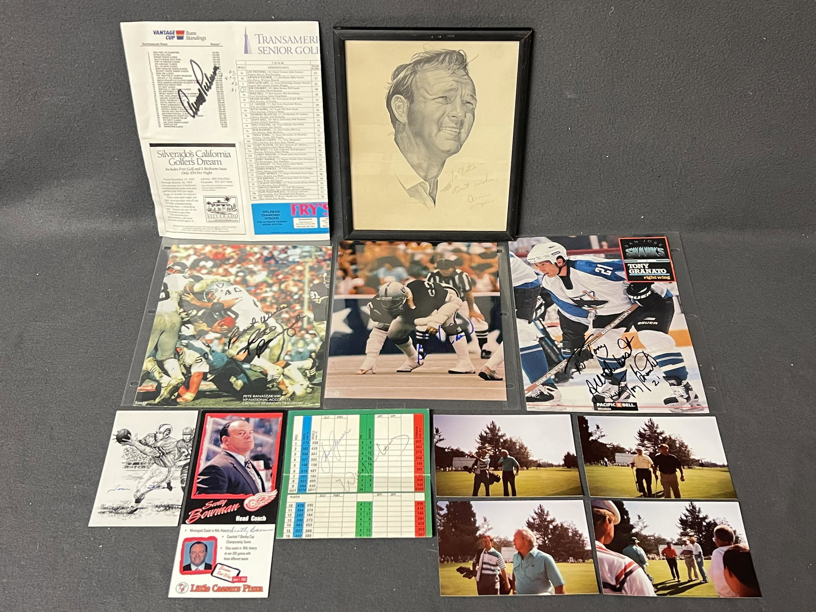 Asst Sports Autographed Items,Magazine,Cards - Arnold Palmer, Gene Upshaw, Tom Fears, Scotty Bowman, (1 of 13)
