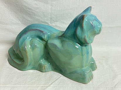 Shearwater Pottery Glazed Cat 13'' x 6.5'' x 8.5'': Shearwater Pottery Glazed Cat 13'' x 6.5'' x 8.5''