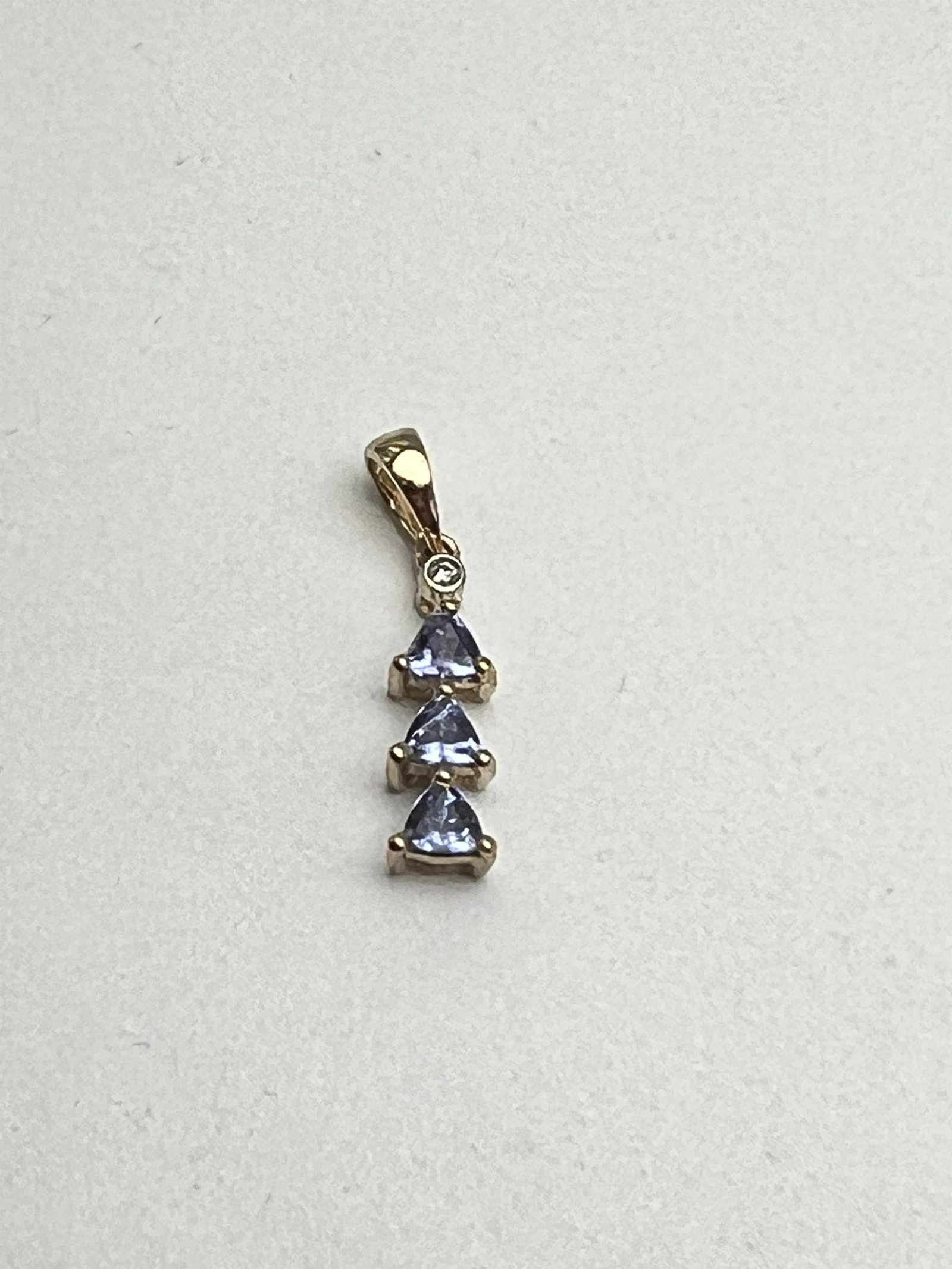 Tanzanite Diamond Pendant in 10K Gold - .75''Length: Tanzanite Diamond Pendant in 10K Gold - .75''Length