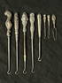 (8)Sterling Handled Victorian, Atq Button Hooks - Asst Styles, Makers, Sizes 3'' - 8''