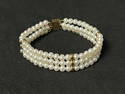 14K Yellow Gold 3 Strand Fine Pearl Bracelet - 7.5'' Clasp to Clasp