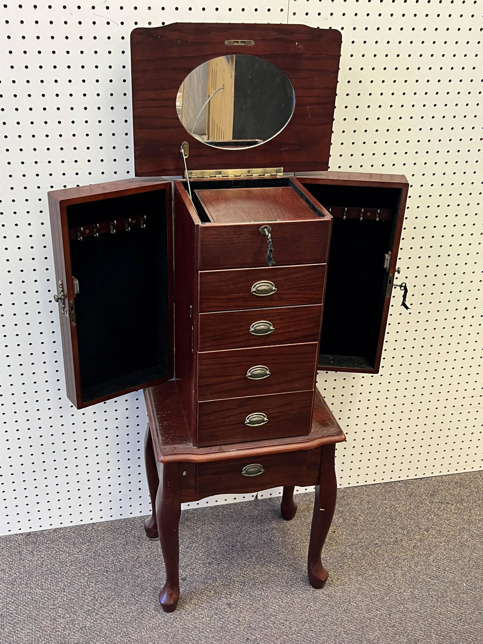 Thomas Pacconi Musical Jewelry Armoire, Keys Lift Top W/ Mirror, (2)locking Side Necklace