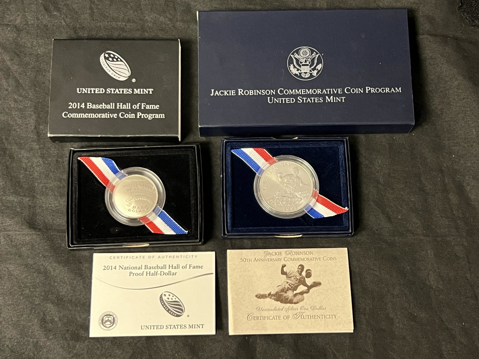 (2)US Mint Baseball Coins, J.Robsinson 90% Silver- 2014 Baseball Hall of Fame Commemorative Coin + (1 of 7)