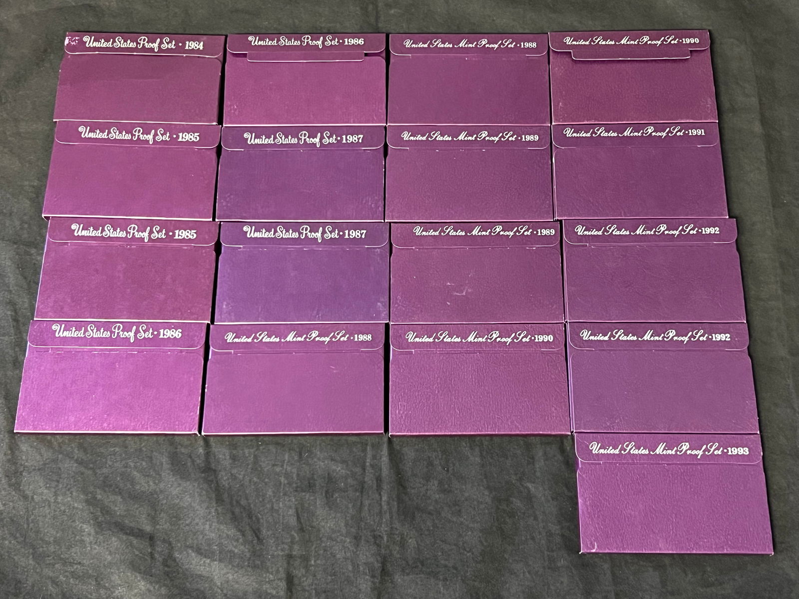 (17)US Mint Proof Coin Sets 1984-1993 - Original Packaging + Hard Plastic Cases - (1)1984 , (2)1985, (1 of 20)