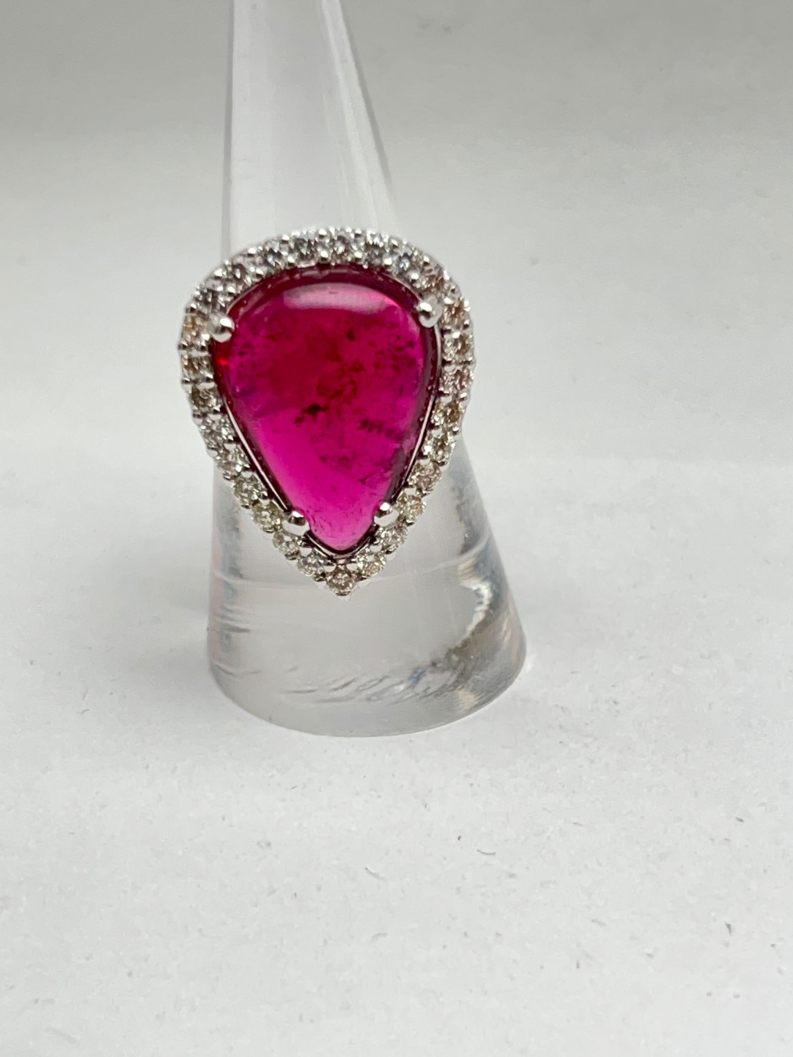 18K Gold Natural Rubilite Diamond Ring, Sz 7 - Est. 17ct Rubilite Untreated w/ Aprox. 1.2cts Fine (1 of 3)