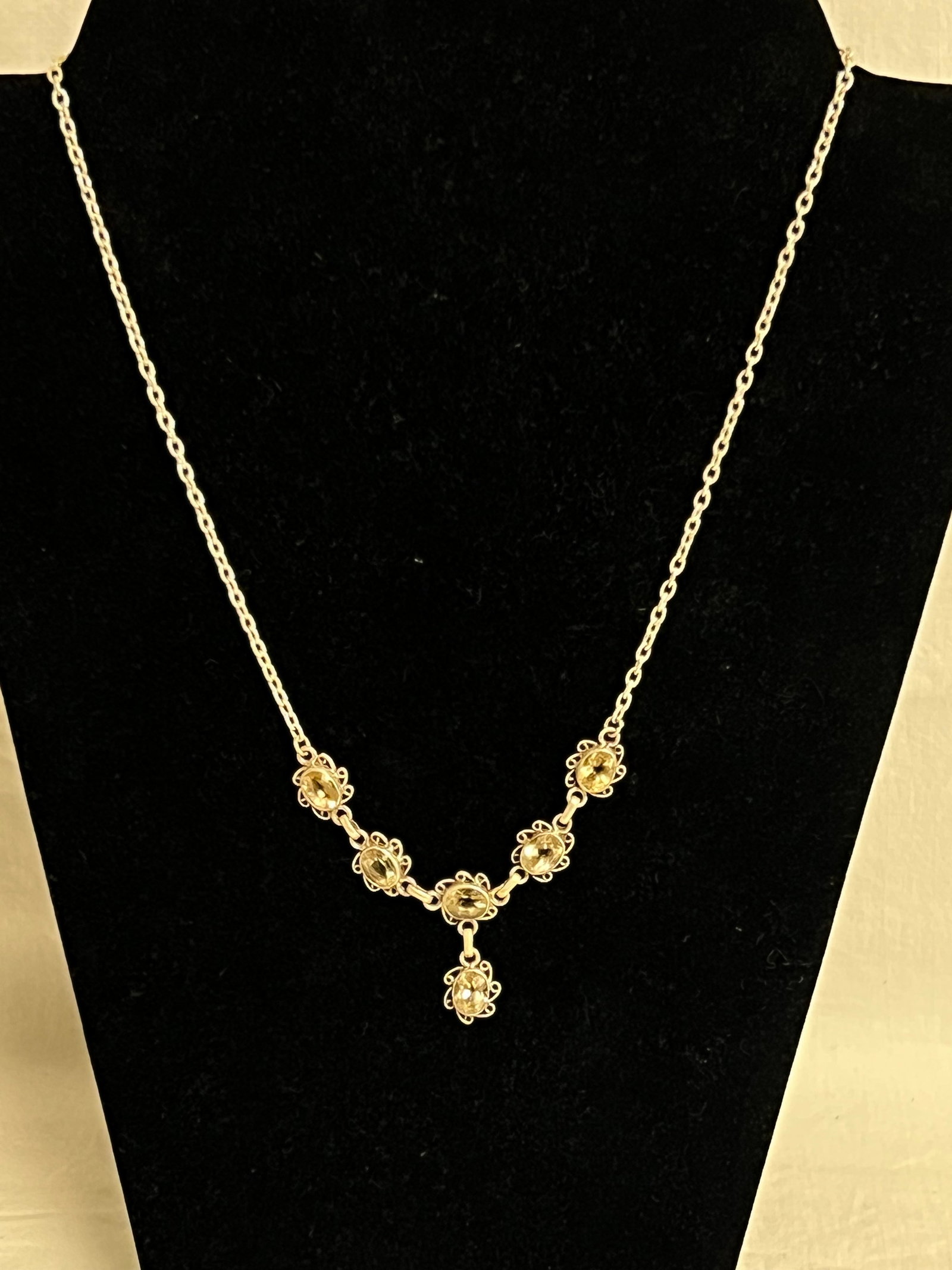 Sterling Silver Citrine Necklace 19''L - 6 Citrine Gemstone Necklace (1 of 3)