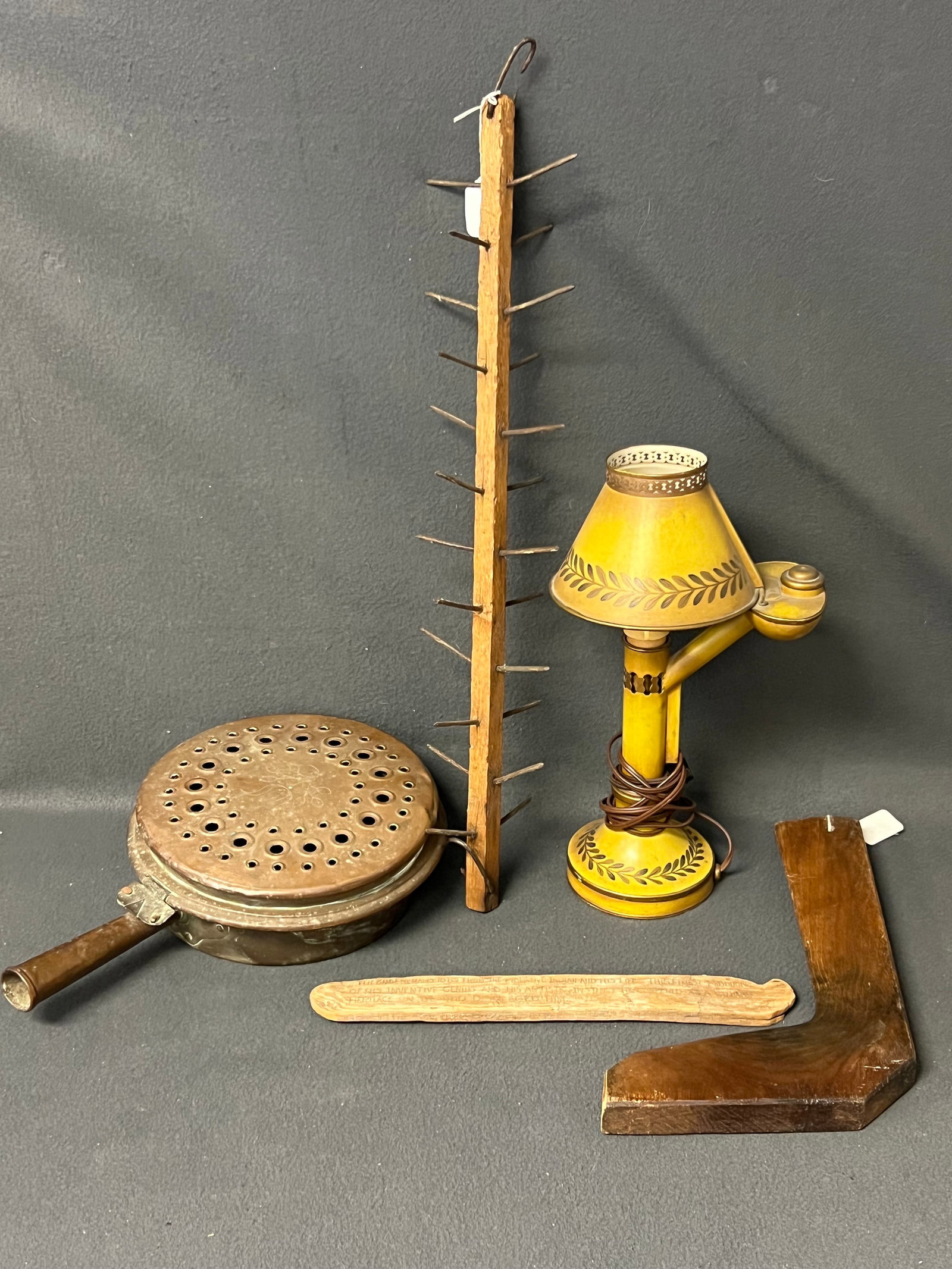 Antique Copper, Corn Stick, Metal Flip Top Lamp - Civil War Era Stocking Stretcher, Pierced Top: Antique Copper, Corn Stick, Metal Flip Top Lamp - Civil War Era Stocking Stretcher, Pierced Top Copper Pan, Primitive Corn Stick + Tilt Top Metal Desk Lamp