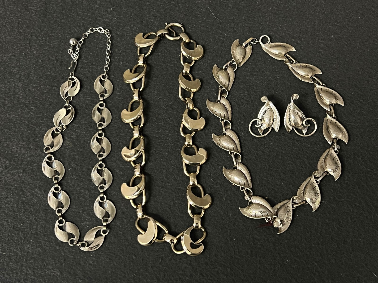 (2)Vtg Designer Sterling Necklaces, Earring Set - Sterling by Jewel Art 15'' Necklace w/ Matching (1 of 7)