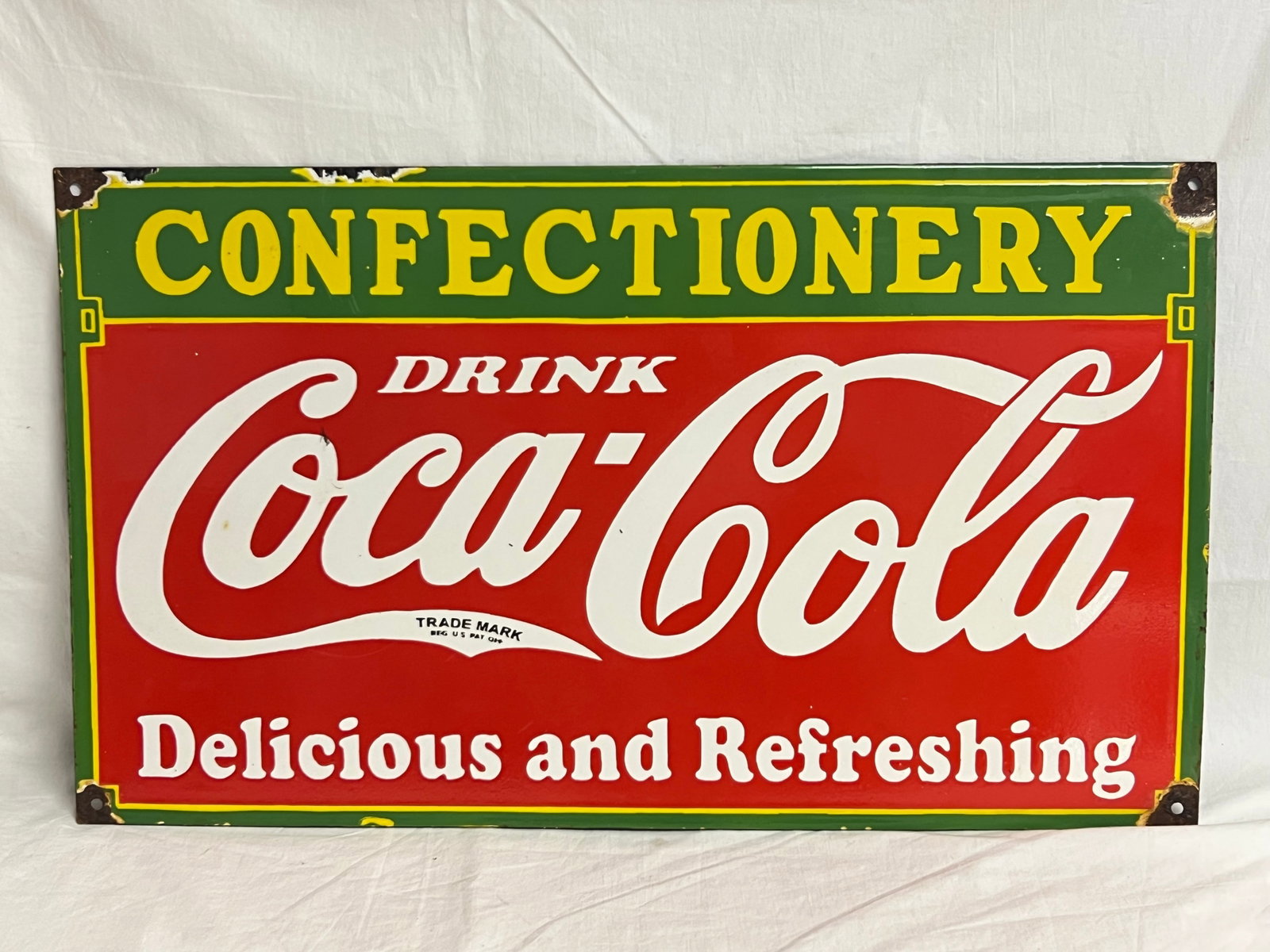 Coca-Cola Confectionary Porcelain Sign 24'' x 14'': Coca-Cola Confectionary Porcelain Sign 24'' x 14''