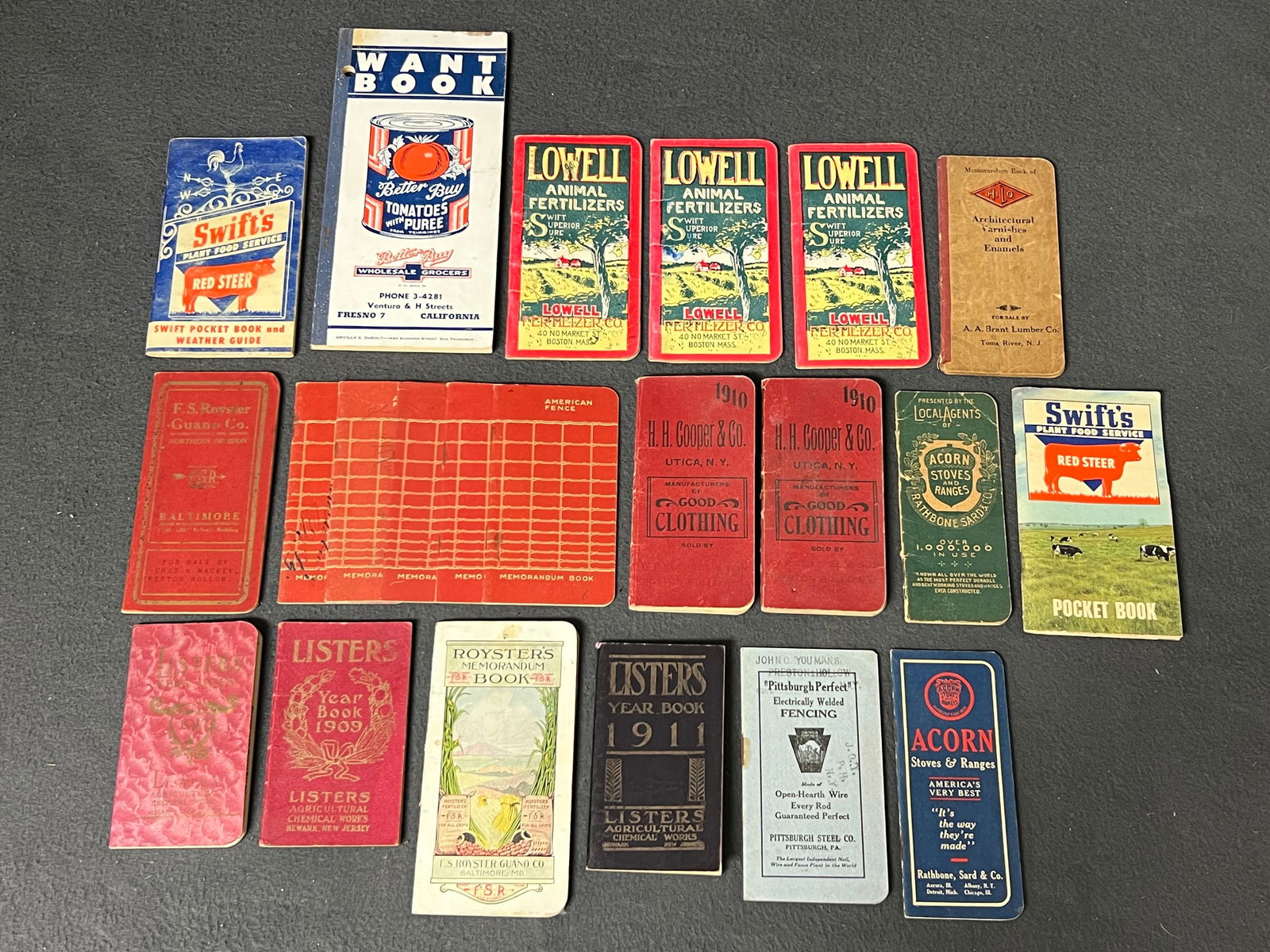 (11)Atq / Vtg Advertising Pocket Books - Acorn Stoves + Ranges, 1910 H.H.Cooper Co Good Clothing, (1 of 3)