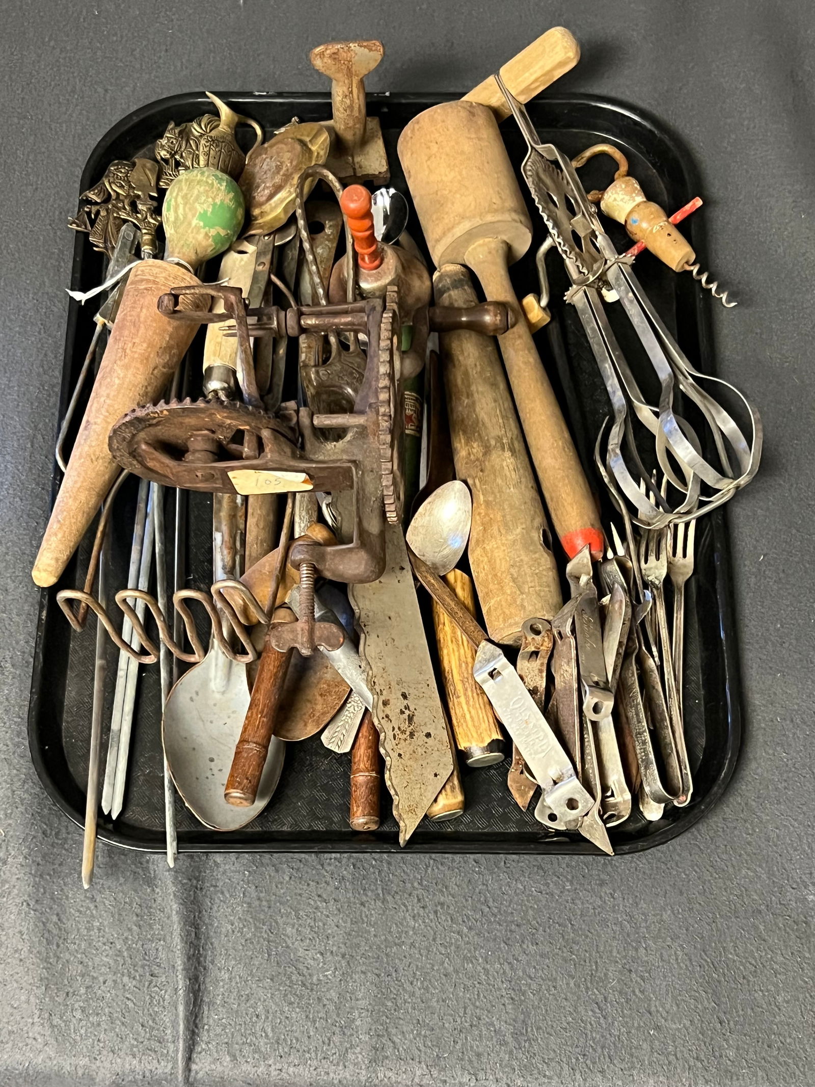 Atq / Vtg Kitchen Items, Bottle Openers,More - Apple Peeler, Wooden Items, Asst Bottle Openers w/ (1 of 7)