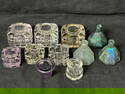 Atq Glass Inkwells, Umbrella, Purple + More - (11)Total Items - (3) Umbrella Glass Inkwells,