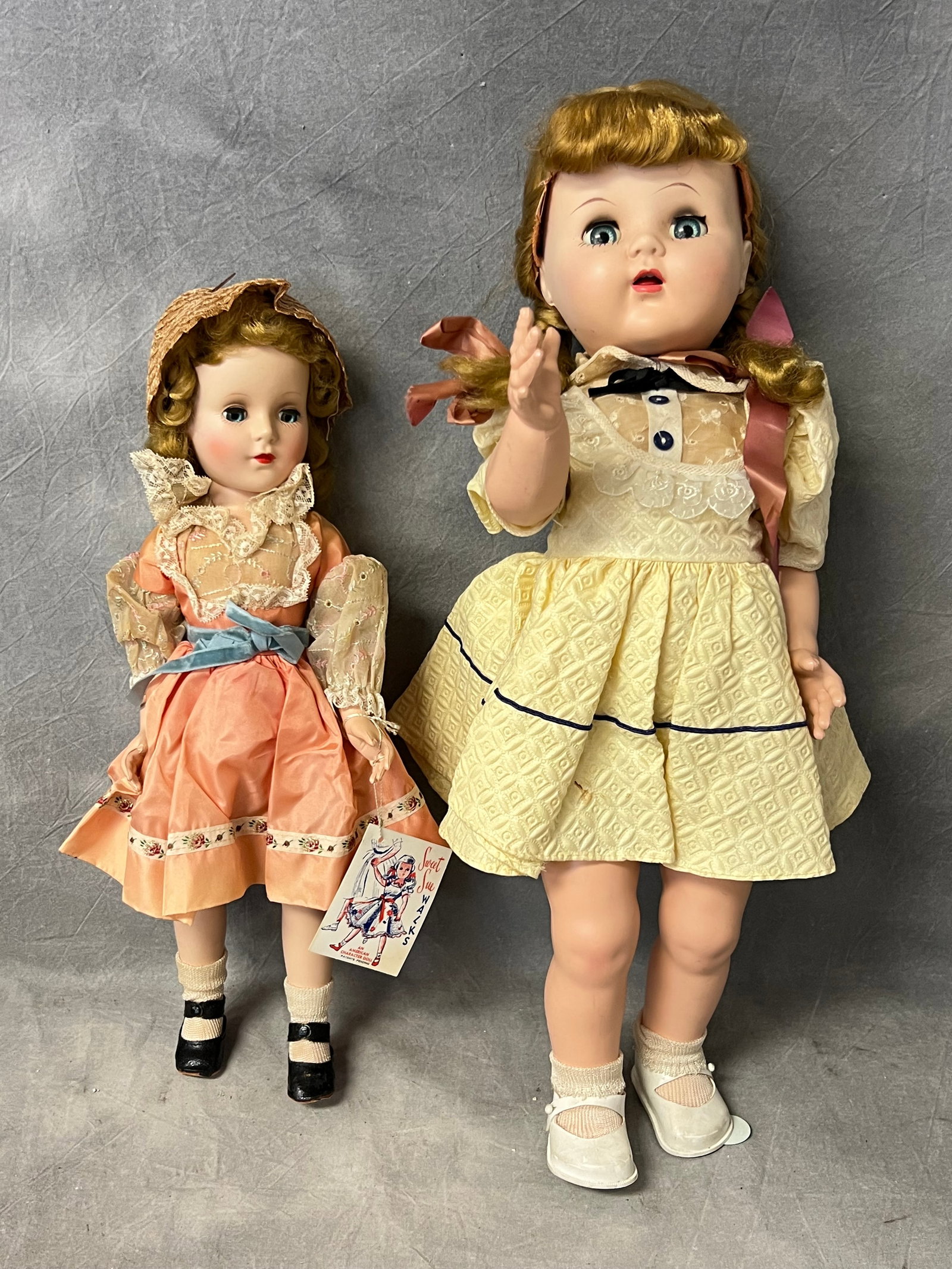 (2)Vtg Walking Dolls - Sweet Sue w/ Tag - 22'' Walking & Crying w/ Blinking Eyes + Walking American (1 of 8)
