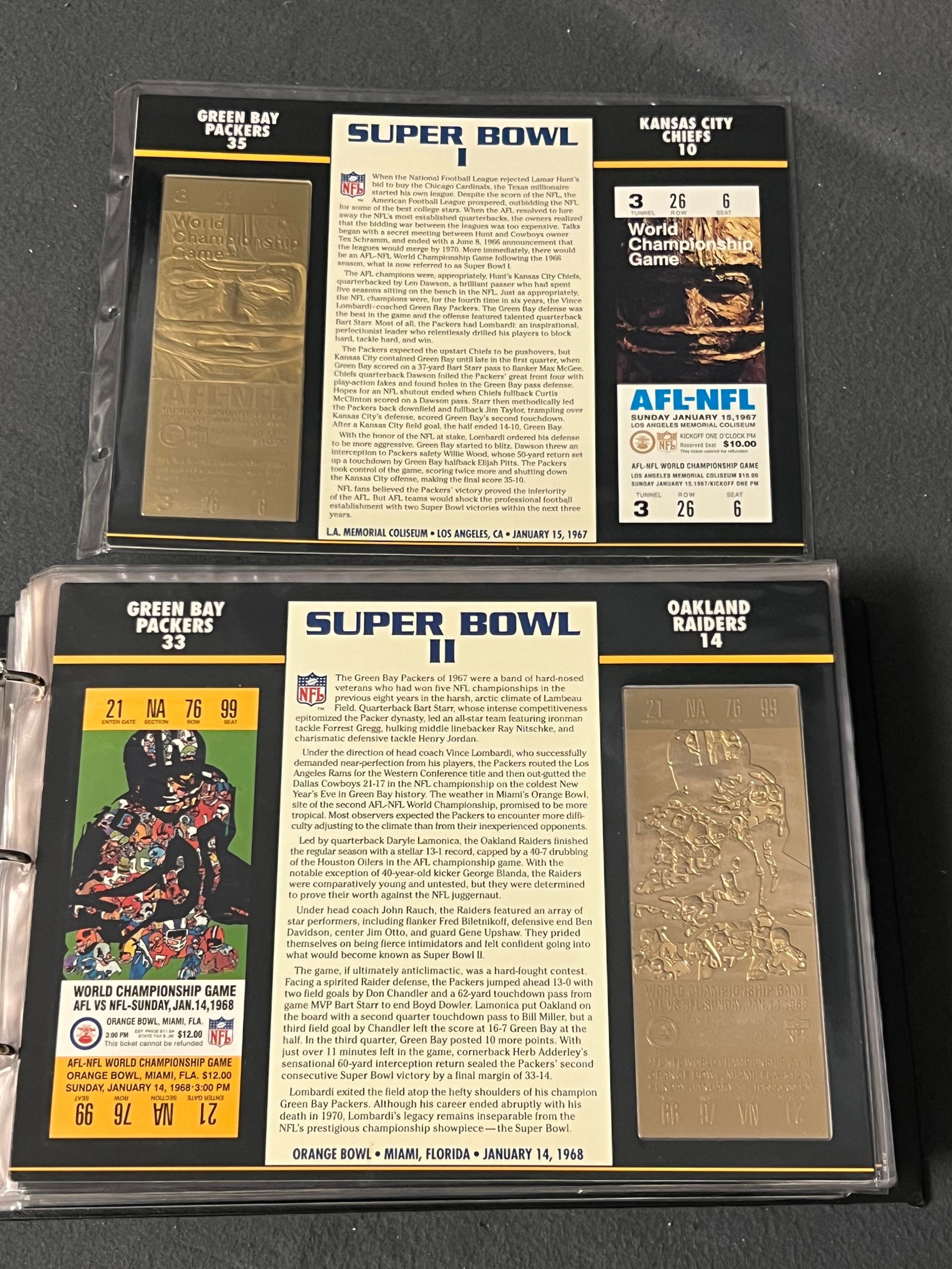 Willabee & Ward 22Kt Gold Super Bowl 1-55 Tickets- Super Bowl Ticket w/ 22Kt Gold Ticket & (1 of 20)