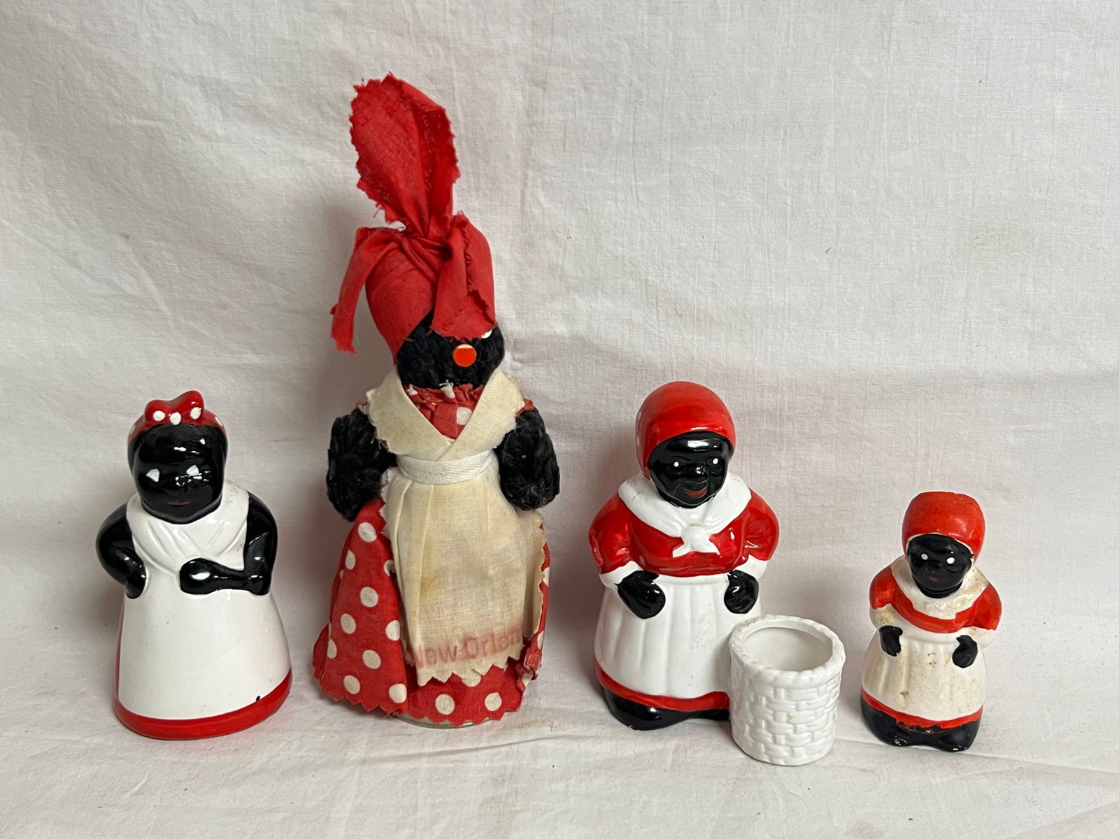 1950s Black Americana, Toothpick,Bell,More - Bell w/ Cloth Figural Top, Miniature Toothpick Holder + (1 of 2)