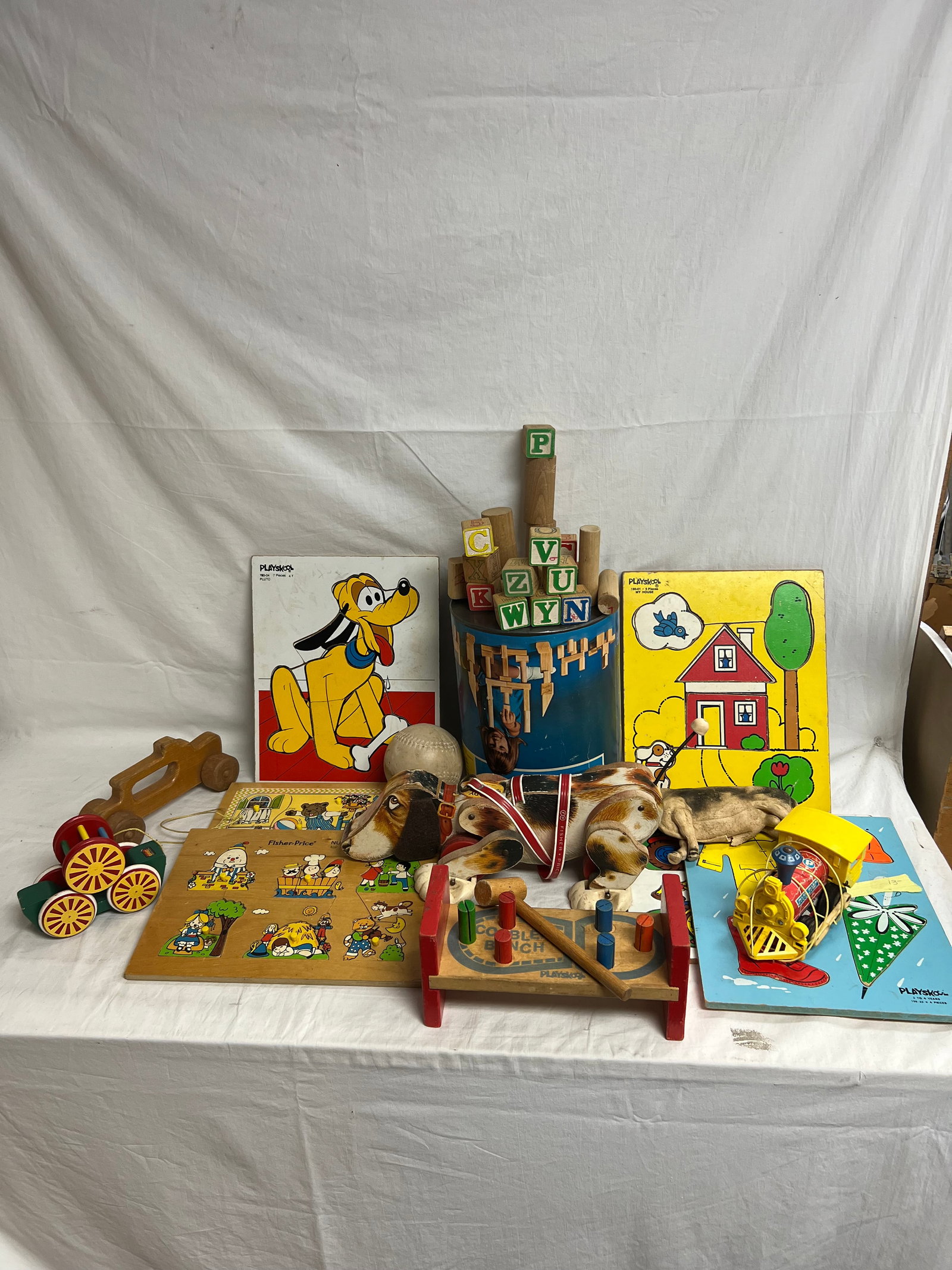 Vintage Playskool, Fisher Price, Brio Toys - Wooden Puzzles, Pull Toys, Blocks: Vintage Playskool, Fisher Price, Brio Toys - Wooden Puzzles, Pull Toys, Blocks