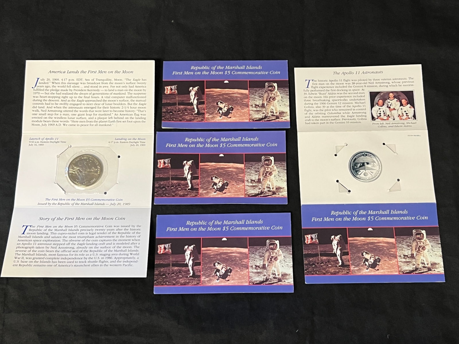 (5)First Men on the Moon $5 Commemorative Coins: (5)First Men on the Moon $5 Commemorative Coins