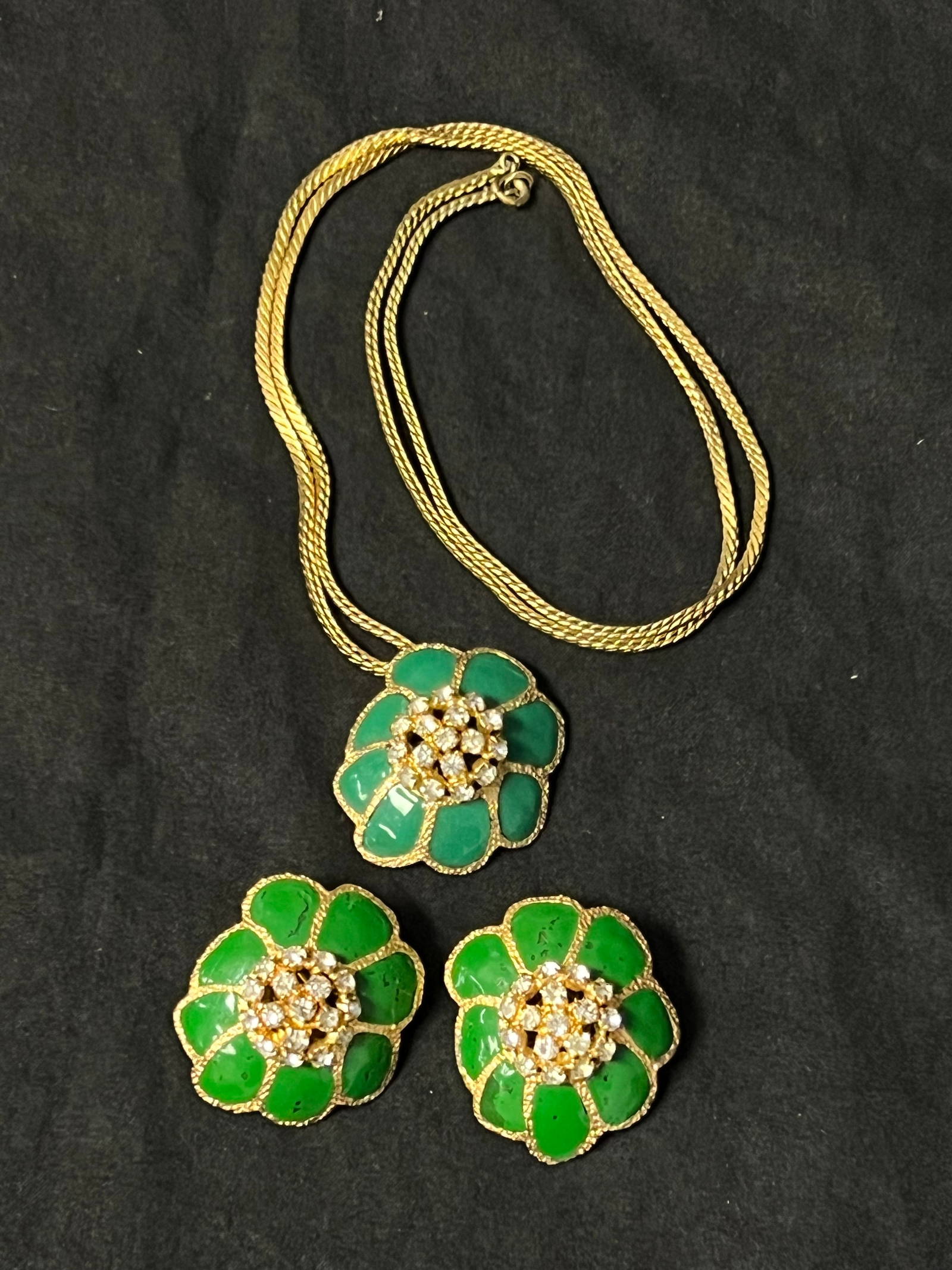 Vtg Christian Dior Jewelry Set 30'' Necklace + Pr Earrings W