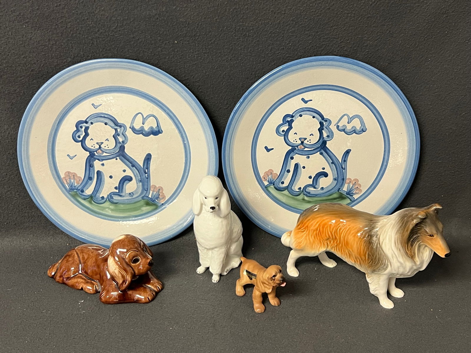 MA Hadley Pottery Plates, Asst Dog Figures - Russian Porcelain Poodle, English Collie + More (1 of 8)