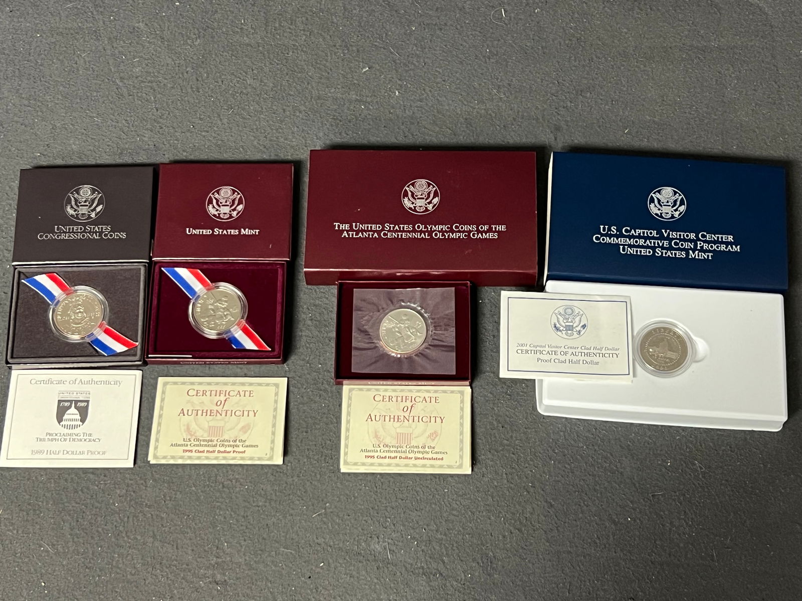 (4)US Mint Half Dollar Proof Coins - (1)US Capitol Visitor Center 'P'Mint , (2)US Olympic Baseball (1 of 13)