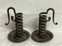 Iron Spiral Brutalist French Candlesticks - By Bouillot 6''T