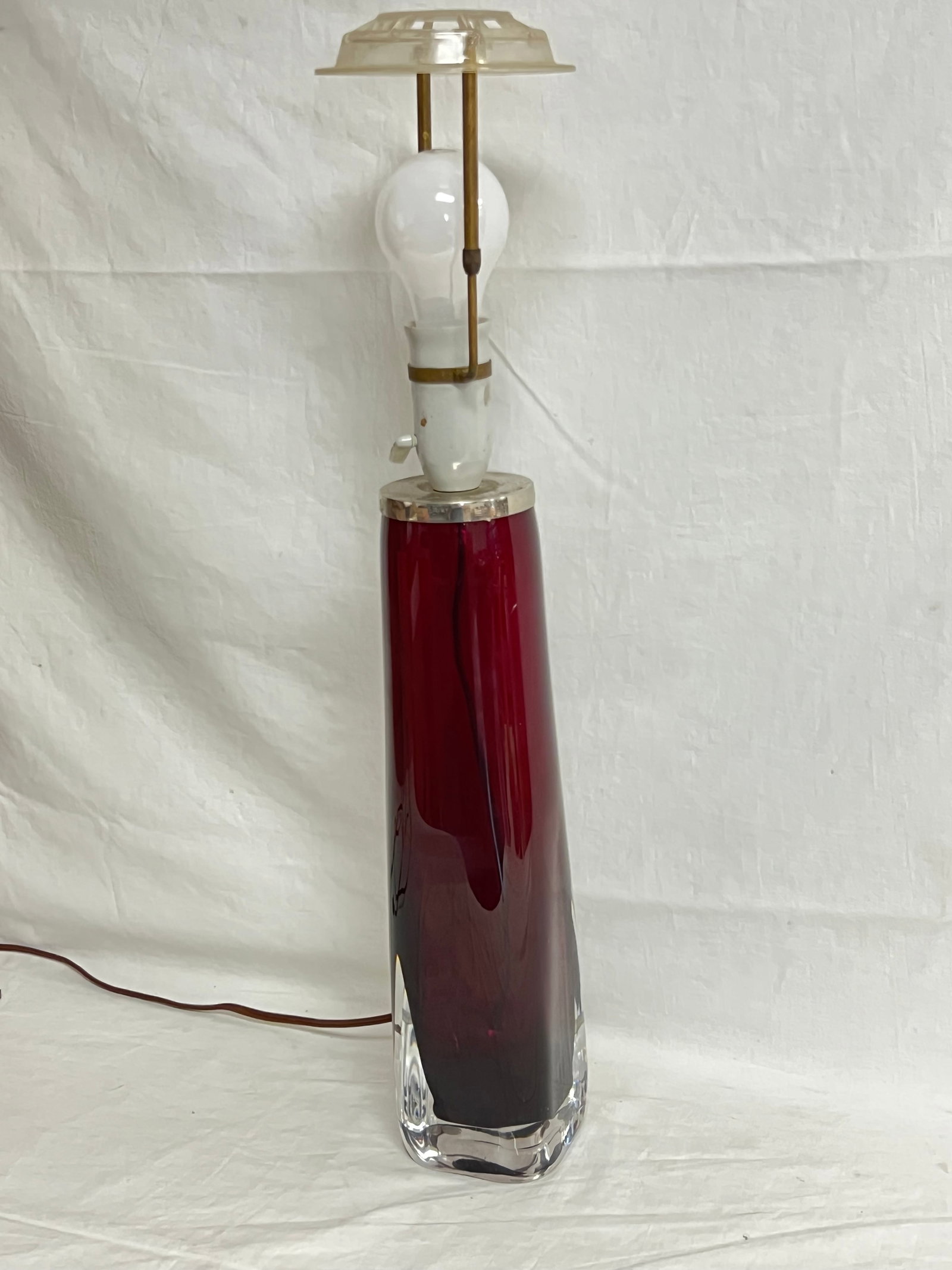 Carl Fagerlund MCM Orrefors Ruby Red Glass Lamp - 13.5'' Glass , Overall 22'' (1 of 5)
