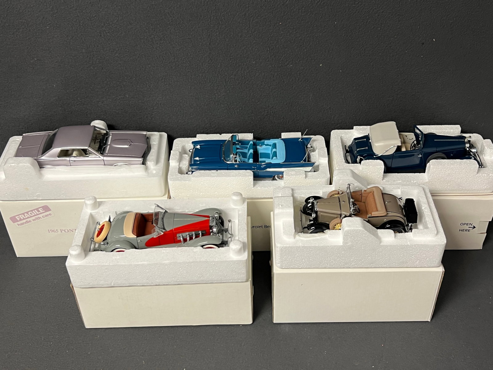 (5)Danbury Mint Model Cars w/ Boxes - 1965 Pontiac GTO , 1934 Hispano Suiza J12, 1957 Chevy Bel Air, (1 of 6)