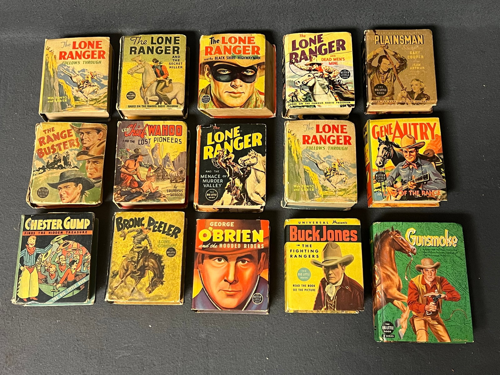 (15)1930s-40s Western Big Little Books - Gene Autry Law of Range, Chief Wahoo, Gunsmoke, Lone (1 of 10)