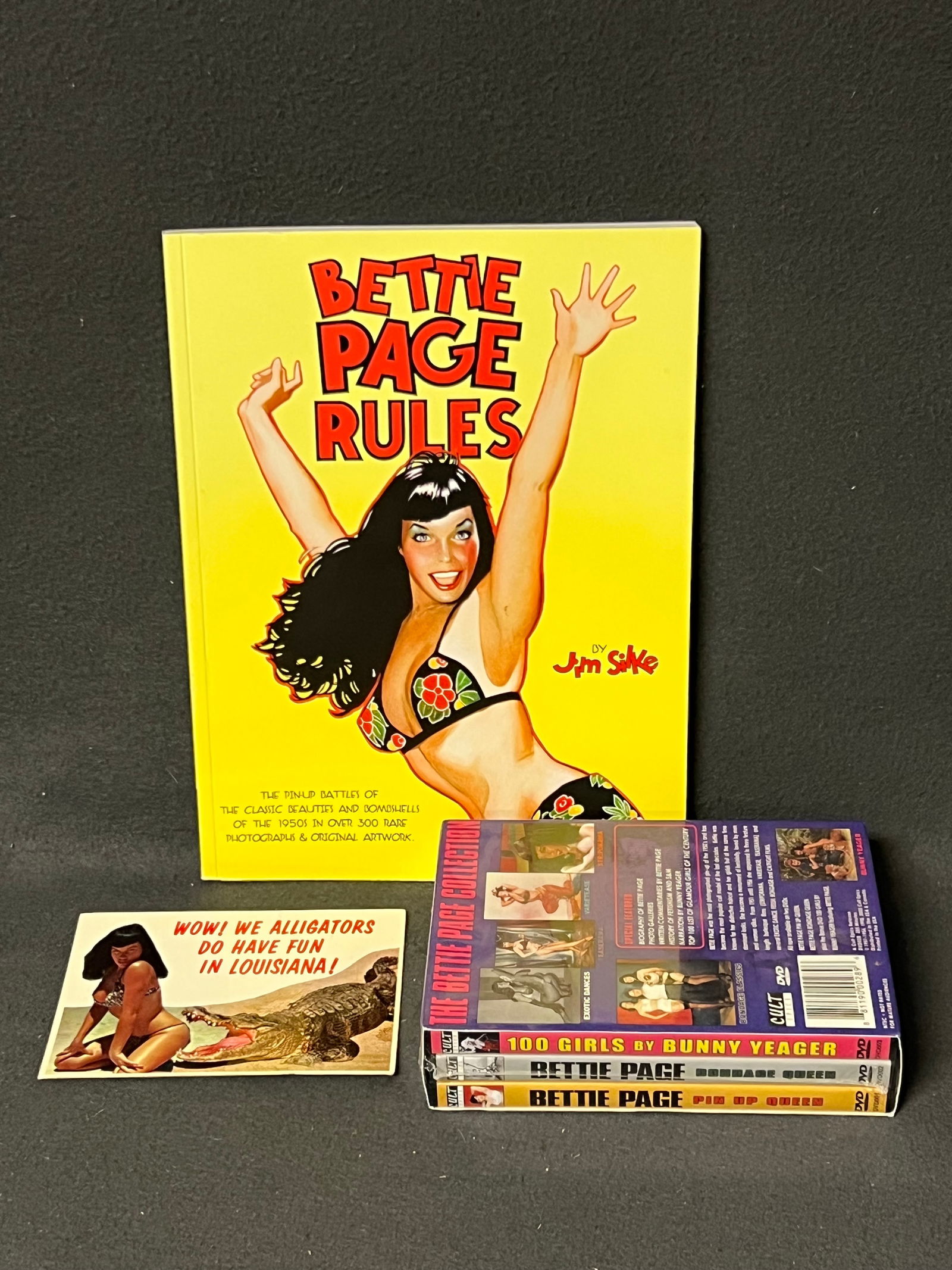 The Bettie Page DVD Collection,Postcard + Book - Sealed DVD Set, Jim Silke Bettie Page Rules Book w/ (1 of 5)