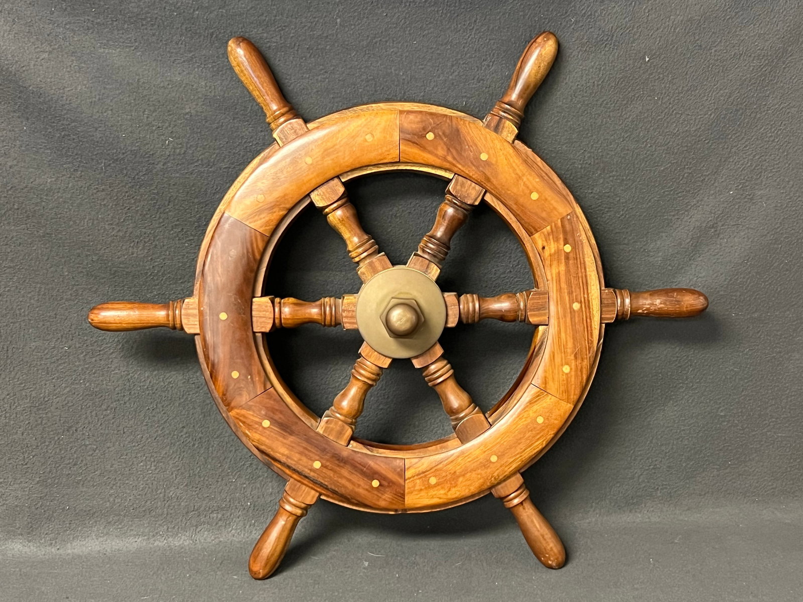 Wood & Brass Ships Wheel 24'': Wood & Brass Ships Wheel 24''