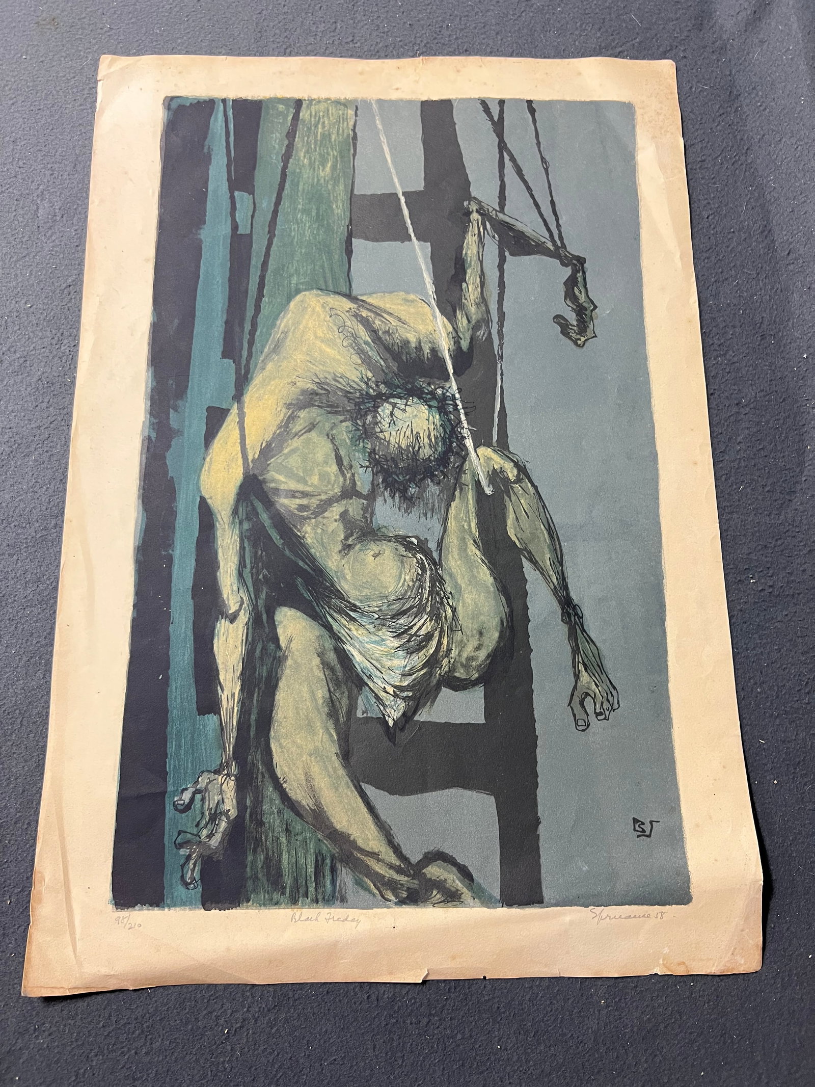 Benton Spruance Signed #d Lithograph - Benton Spruance (1904-1967) 1958 ''Black Friday'' #98/210 , (1 of 5)