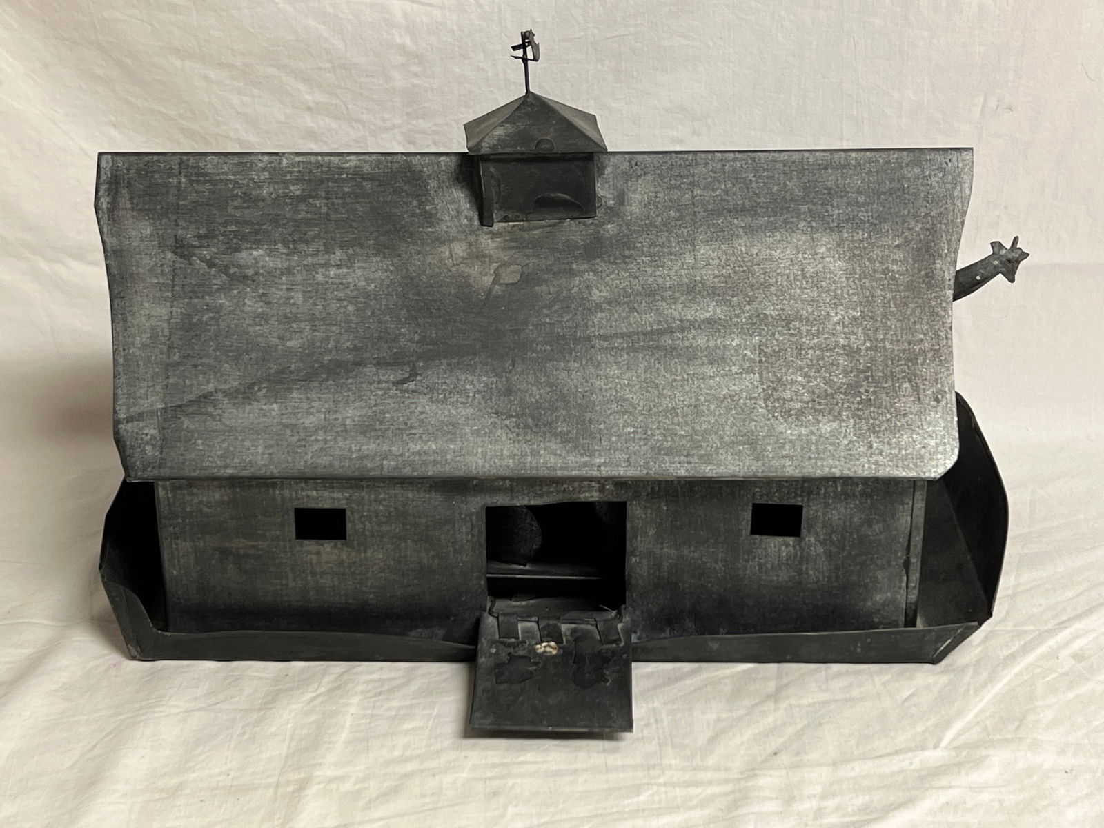 Atq 1920s Era Tin Noah's Ark - 3pc Total (Roof Top, Ark, Animal Ramp) 17.5'' x 9'' x 12'' (1 of 5)