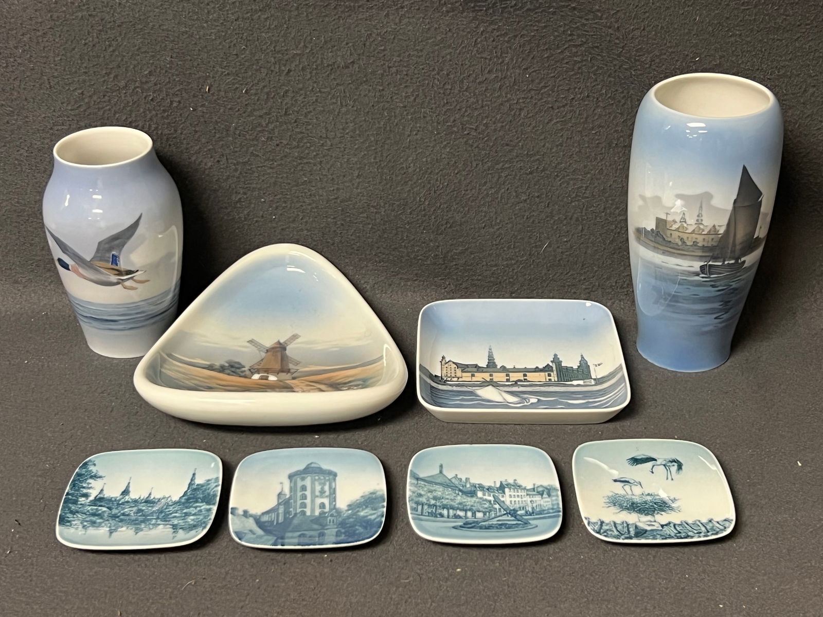 (8)Danish Porcelain- Vases, Tray, Coasters,More - Bing & Grondahl Vases + Royal Copenhagen - 7'' (1 of 9)