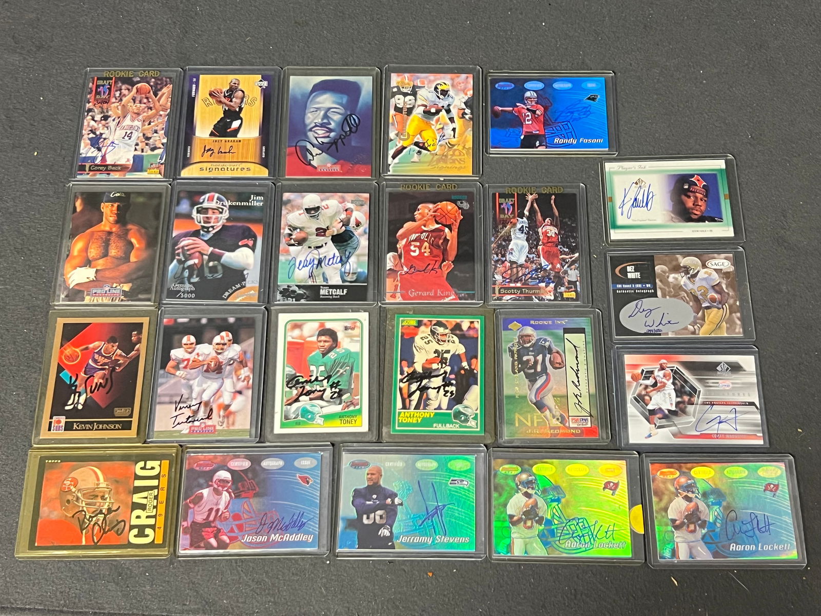 (23)Asst Autographed Trading Cards - R.Craig, Kevin Johnson, C.Maggette, Dez White, V.Testaverde, (1 of 11)