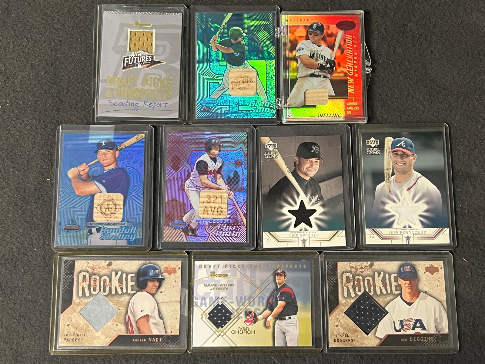 (33)Asst MLB Trading Cards, Some Numbered - (10)Bat / Jersey Cards N.Swisher, C.Snelling, (1 of 18)