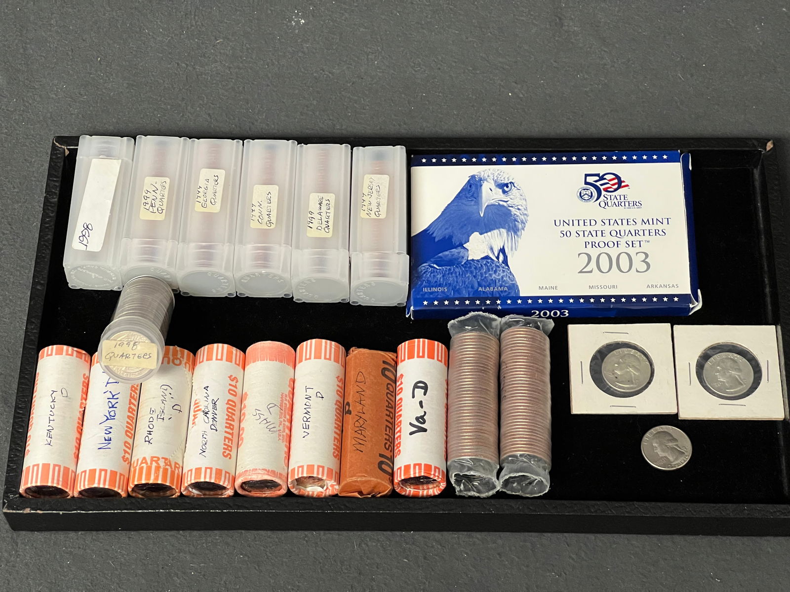 (17)Rolls State Quarters, Some Uncirculated + More- 2003 US Mint Proof Set, 1998,1999 - Most Denver (1 of 5)