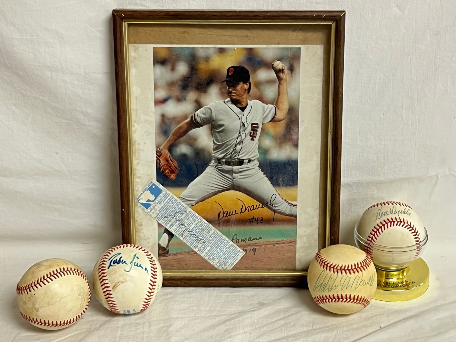 (4)Vtg Autograph Baseballs, Signed Photo,Stub - Dave Dravecky, Don Drysdale (1 of 6)