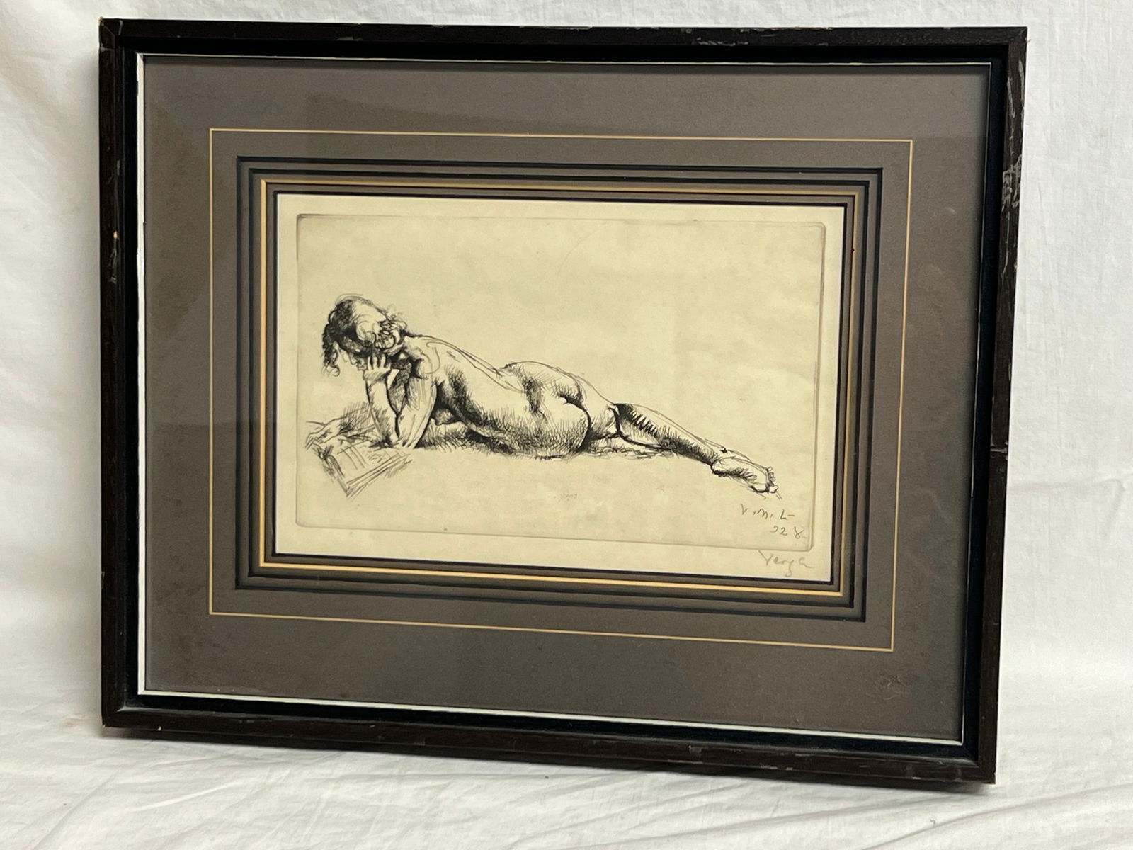 Nandor Lajos Vargas Signed Etching - Vargas (1895-1978) Framed & Matted (1 of 3)