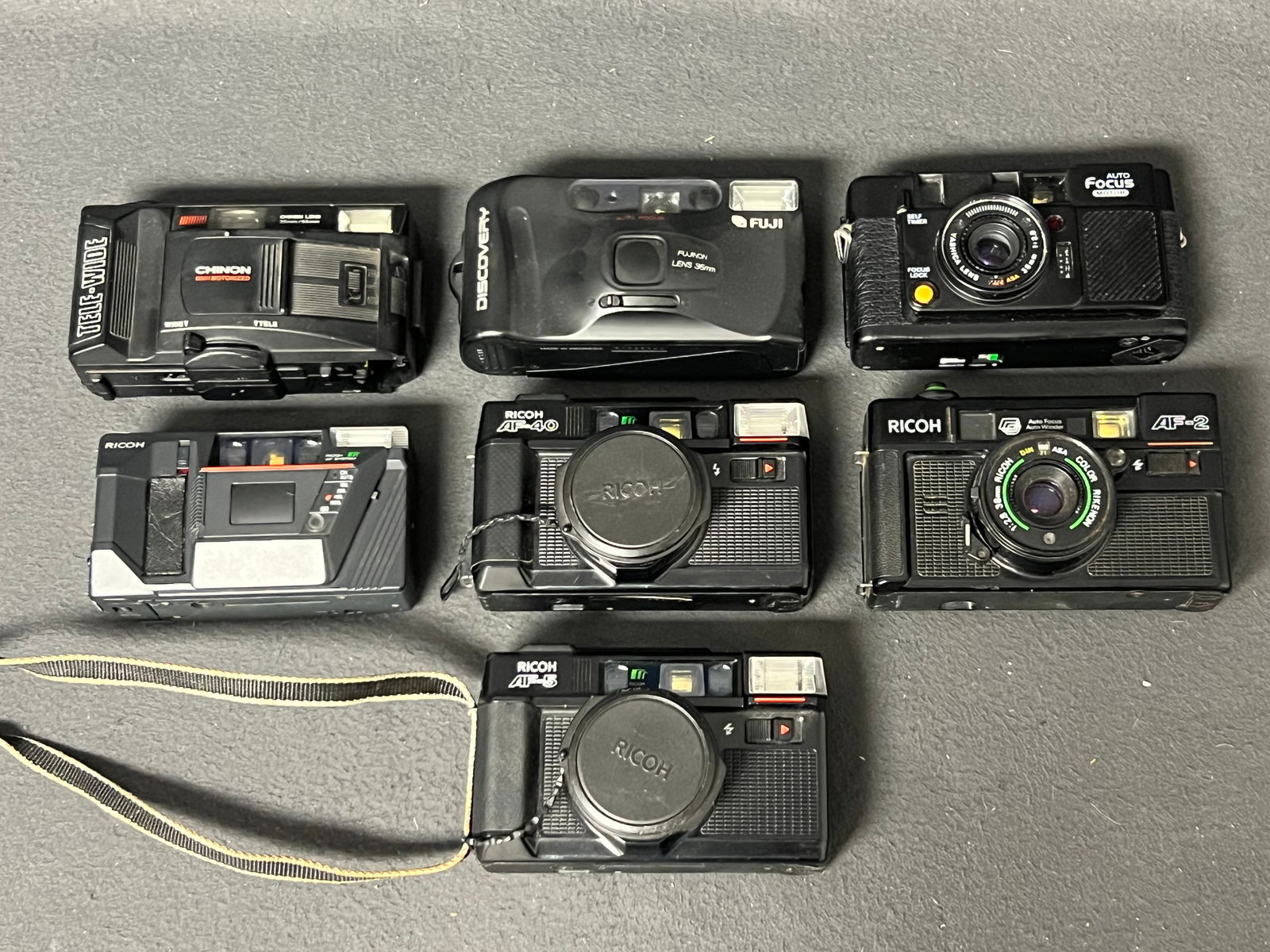 (7)Vtg Cameras , Ricoh, Chinon, Fuji - Ricoh AF2 Color Rikenon, AF 505, AF5, AF40, Chinon Tele-Wide (1 of 9)