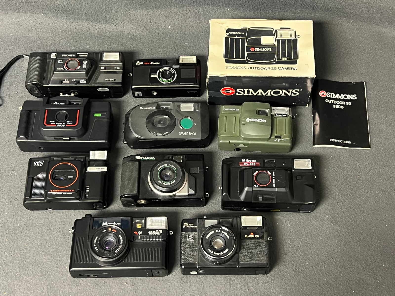 (10)Vtg Cameras, Mamiya, Fujica + More - Mamiya 135AF, Simmons Outdoor 35 w/ Box, Fujica DL20, (1 of 12)