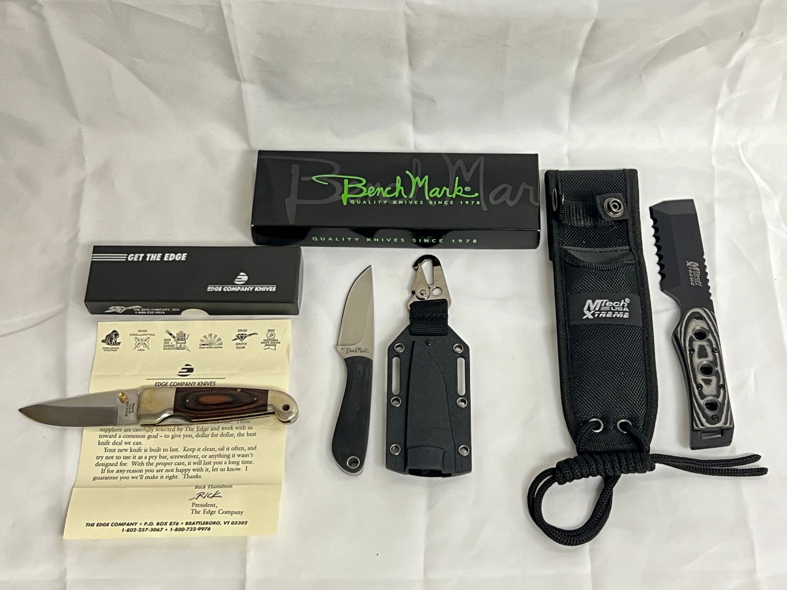 (3)Knives - Edge Co., MTech Xtreme, BenchMark - Edge Co. Folding Knife 7''L w/ 3'' Blade, MTech 440C (1 of 8)