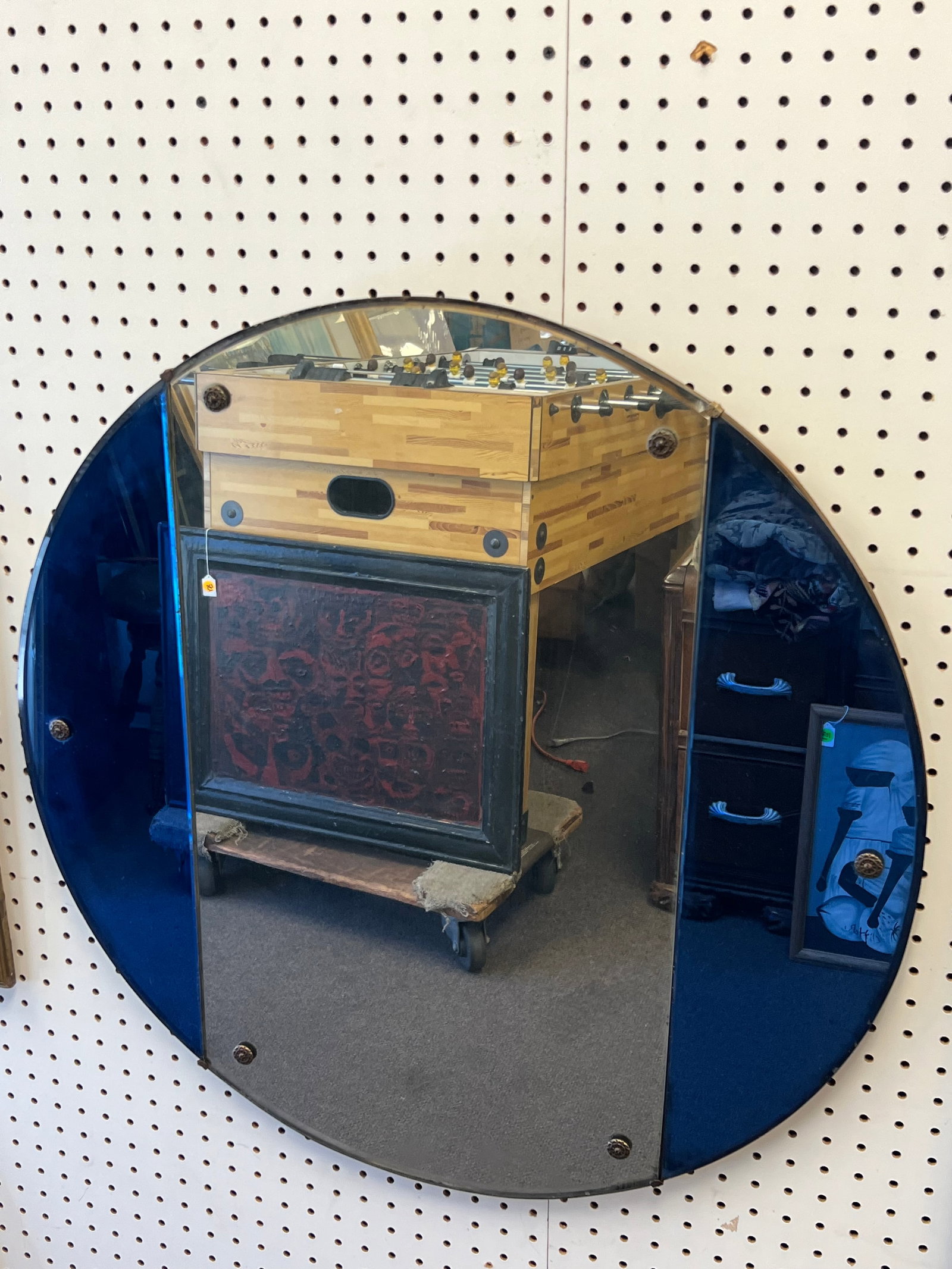 Art Deco Blue /Clear Wall Mirror 28.5'' (See Photos): Art Deco Blue /Clear Wall Mirror 28.5'' (See Photos)