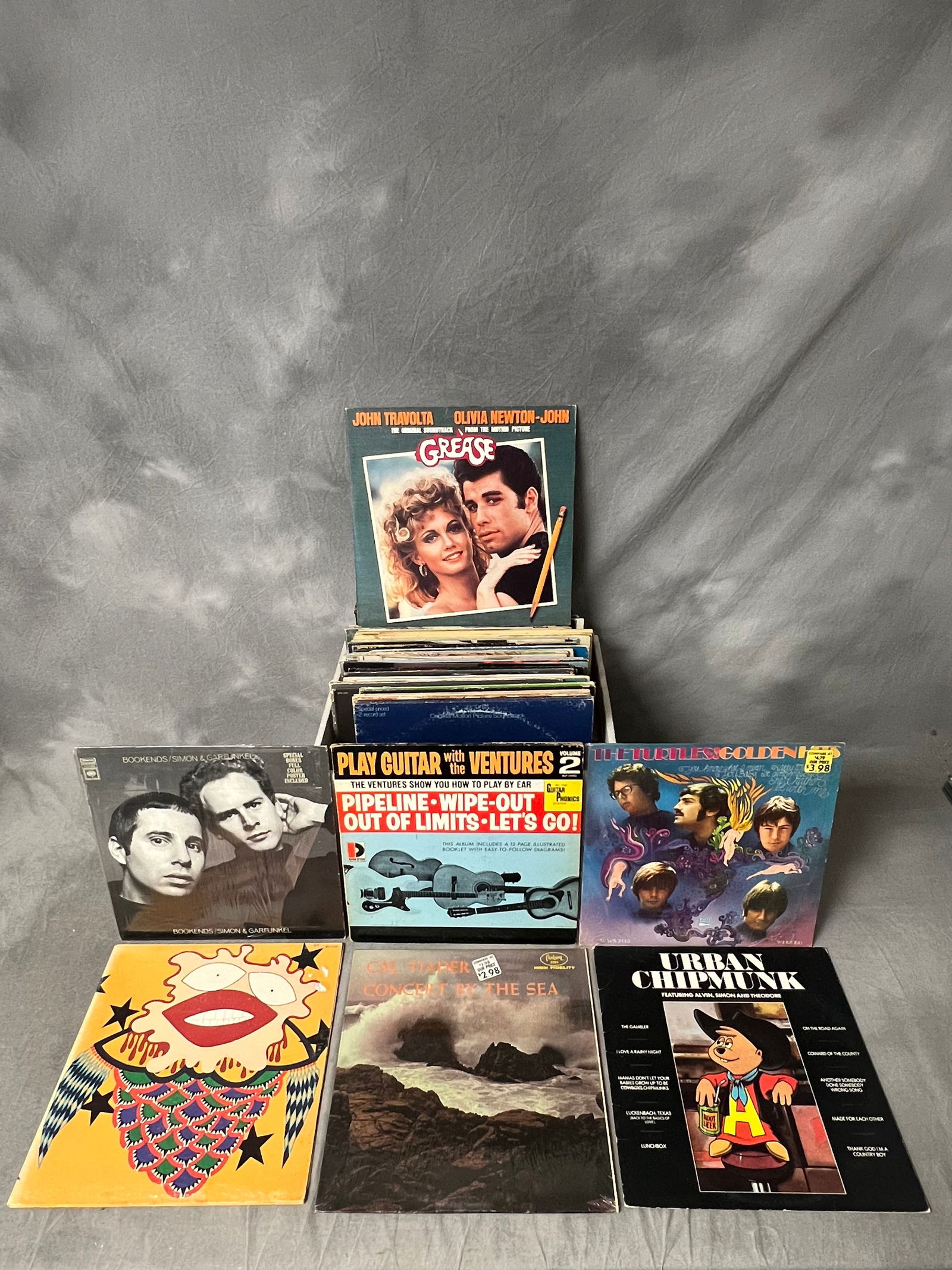 (61)Vintage LP Vinyl Albums - The Cars, Grease, Saturday Night Live, Simon & Garfunkel w/ Poster, (1 of 7)