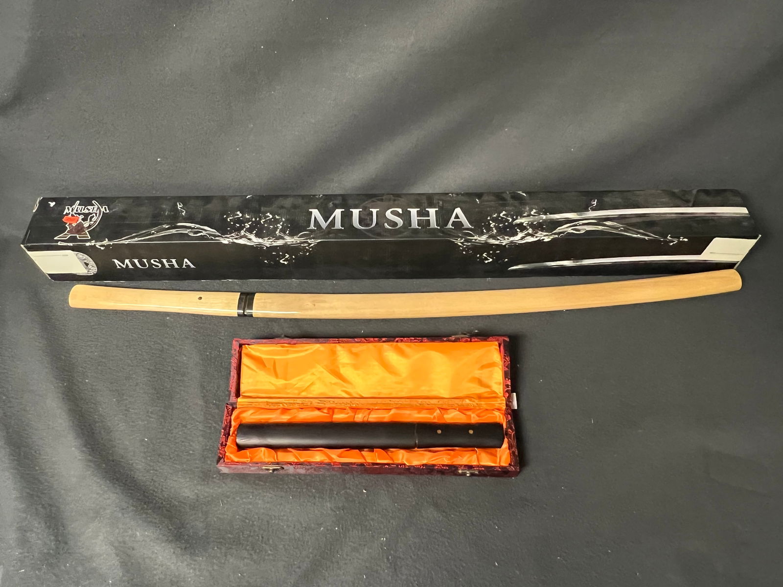 Musha Katana , Tanto - Handmade Japanese Katana w/ Gloss Wood Overall 38.5''L Blade 28''L + Tanto (1 of 7)